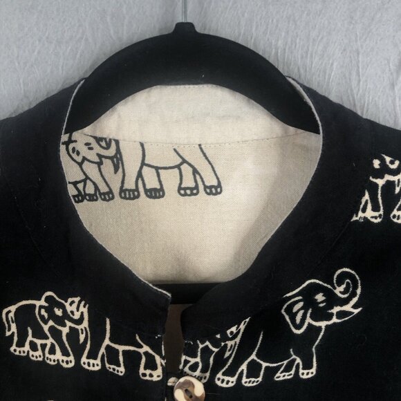Black White Elephant Mom Baby Jacket Womens Extra Large Reversible Artsy - Picture 7 of 16